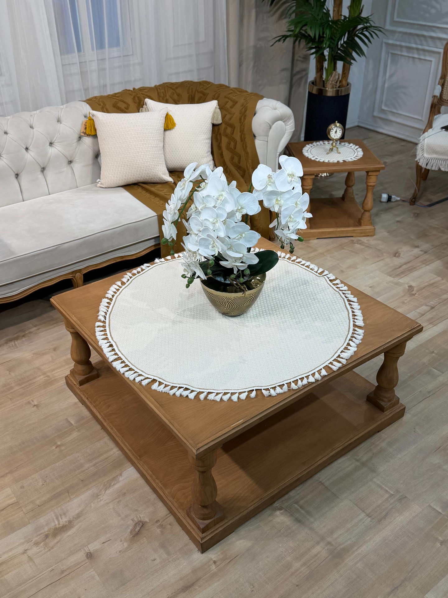 رومیزی گرد حصیری