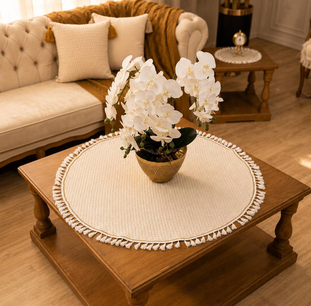 رومیزی گرد حصیری