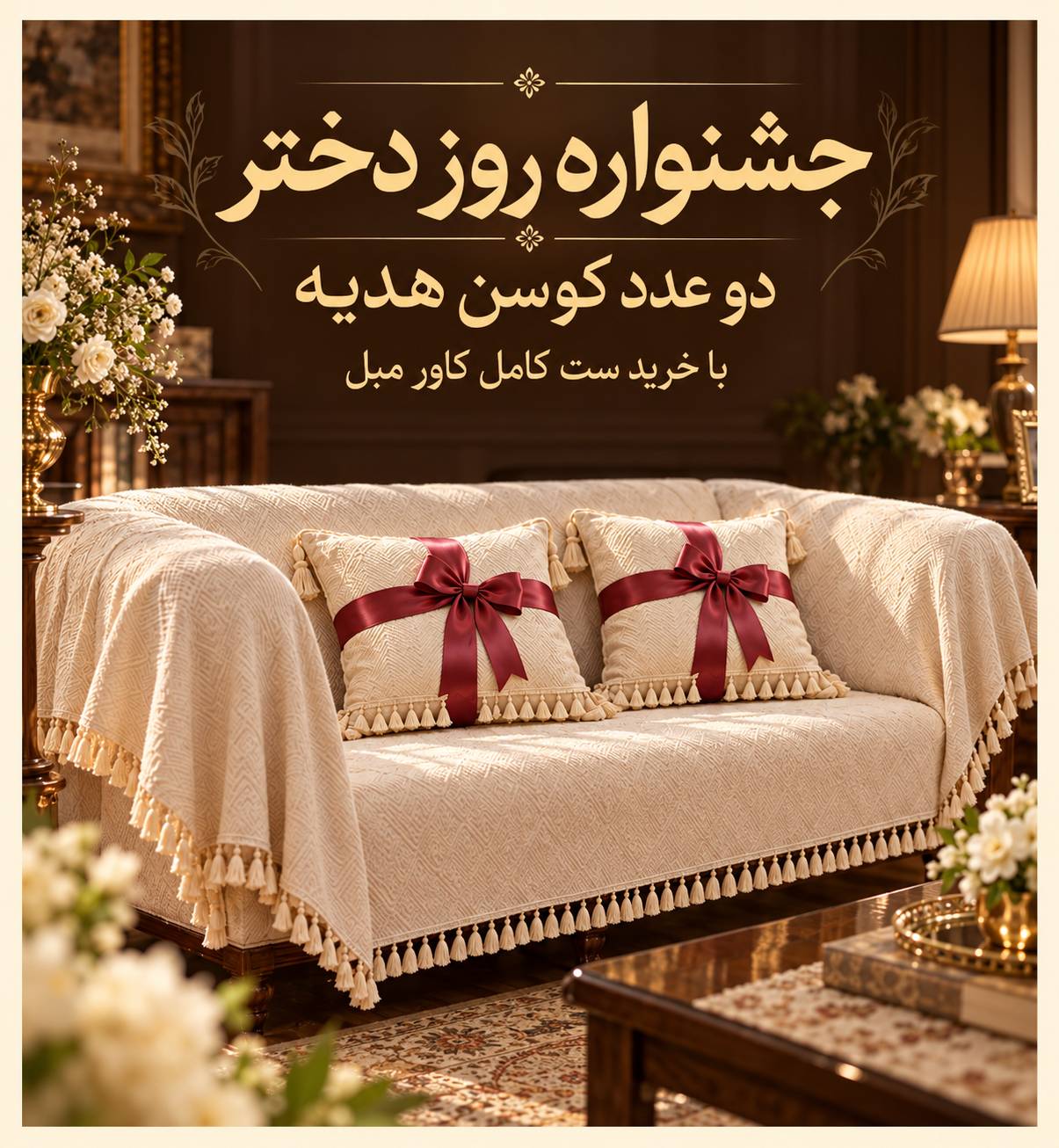 جشنواره روز دختر آقای طرح؛ دو عدد کوسن هدیه با خرید ست کاور مبل